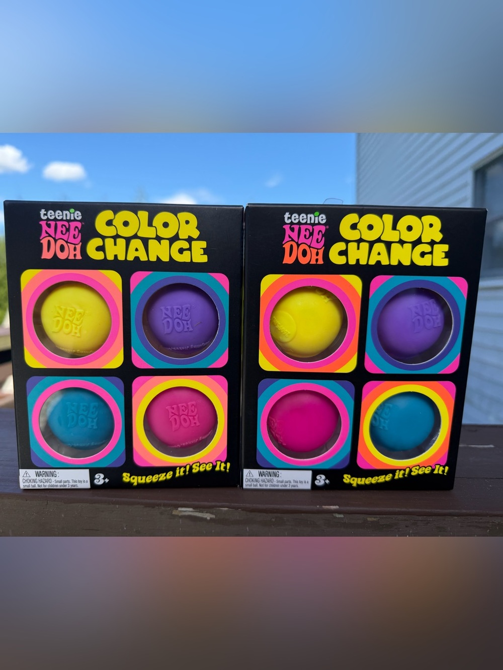 teenie NEE DOH Color Change Sensory Balls - Yellow, Purple, Pink, Blue